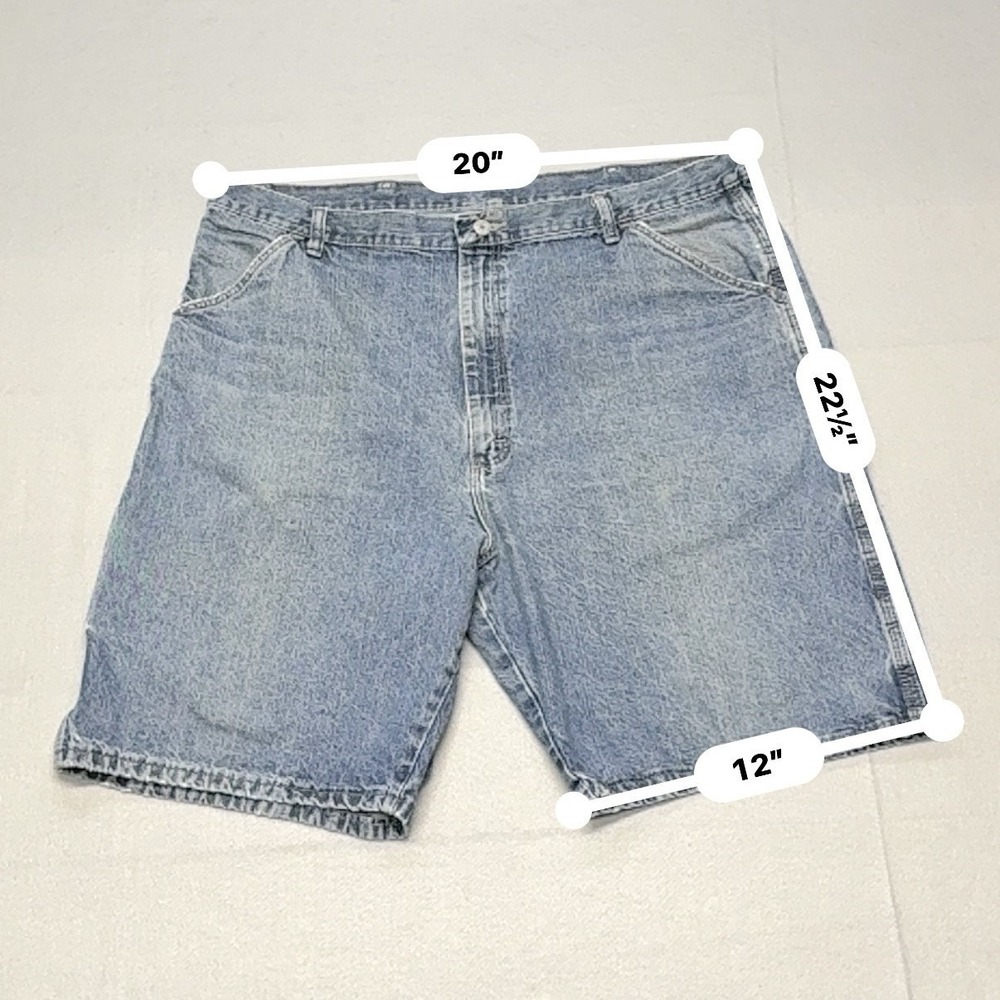 VTG Y2K Wrangler Jorts Rugged Wear Mens 40 Blue Denim Carpenter Shorts Relaxed - Picture 5 of 16